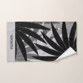 Schwarz-Grau-Weiß-Muster für geometrische Blätter Badhandtuch Set (Handtuch)