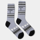 Schwarz, grau, weiß - Name Nummer Herz Socken (Rechts)