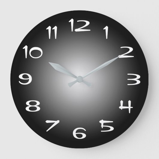 Schwarz-Grau-Weiß-Radialglanz Große Wanduhr (Vorderseite)