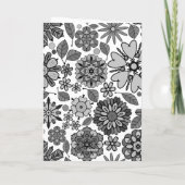 Schwarz Grau Weiß Retro Floral Kunst Nahtloses Mus Karte (Rückseite)