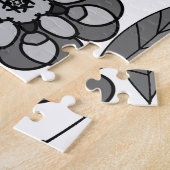 Schwarz Grau Weiß Retro Floral Kunst Nahtloses Mus Puzzle (Seite)