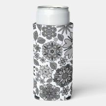 Schwarz Grau Weiß Retro Floral Kunst Nahtloses Mus