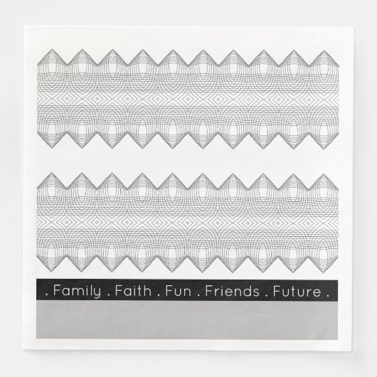 Schwarz-Grau-Weiß Serviette (Vorderseite)