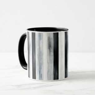 Schwarz Grau Weiß Streifen Tasse