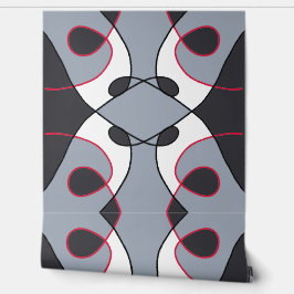 Schwarz, Grau, Weiß und Rot abstraktes Vintages De Tapete