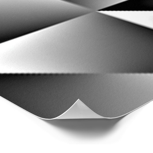 Schwarz-Grau-Weiße Gradientplätze Dreiecke Kunst Poster (Ecke)