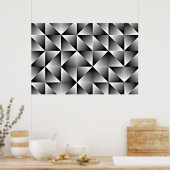 Schwarz-Grau-Weiße Gradientplätze Dreiecke Kunst Poster (Küche)