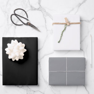Schwarz-Grau-White-Solid-Farbgestaltung Geschenkpapier Set