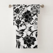 Schwarz-Grau-wirbelnde Blume Badhandtuch Set (Insitu)