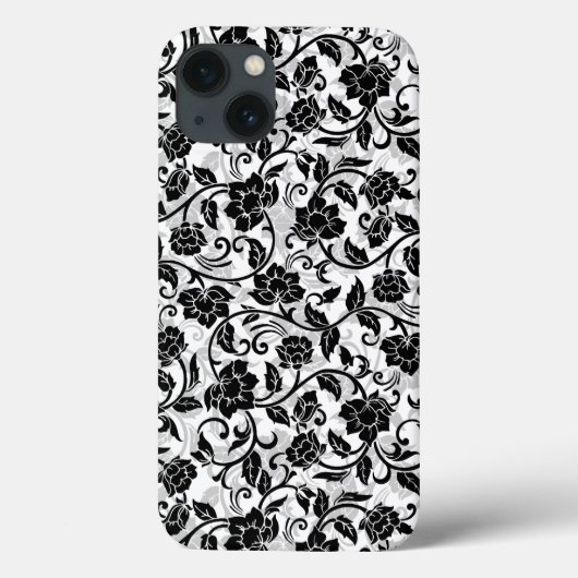 Schwarz-Grau-wirbelnde Blume Case-Mate iPhone Hülle (Rückseite)