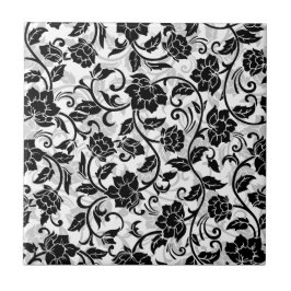 Schwarz-Grau-wirbelnde Blume Fliese