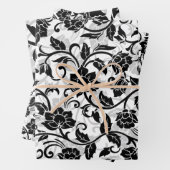 Schwarz-Grau-wirbelnde Blume Geschenkpapier Set (Beispiel)