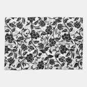 Schwarz-Grau-wirbelnde Blume Geschirrtuch (Horizontal)