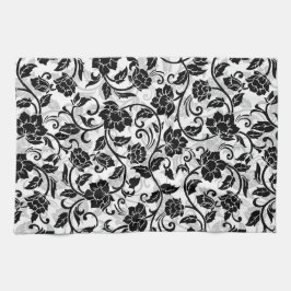 Schwarz-Grau-wirbelnde Blume Geschirrtuch