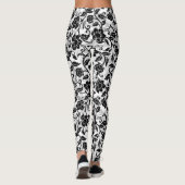 Schwarz-Grau-wirbelnde Blume Leggings (Rückseite)