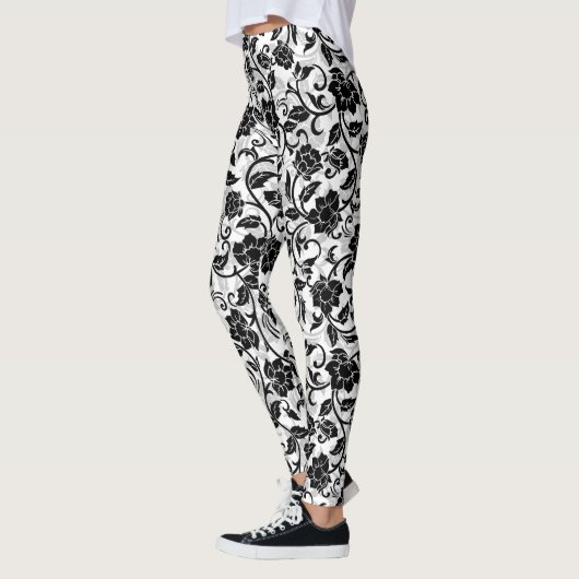 Schwarz-Grau-wirbelnde Blume Leggings (Links)