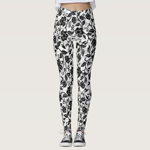 Schwarz-Grau-wirbelnde Blume Leggings