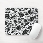 Schwarz-Grau-wirbelnde Blume Mousepad (Mit Mouse)