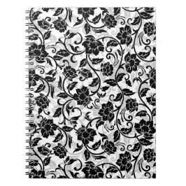 Schwarz-Grau-wirbelnde Blume Notizblock