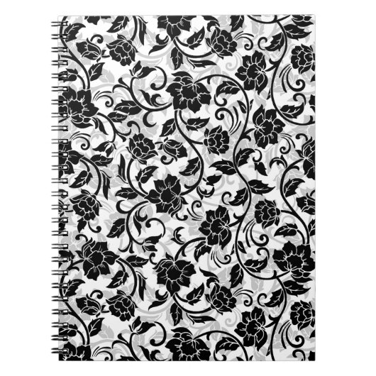Schwarz-Grau-wirbelnde Blume Notizblock (Vorderseite)