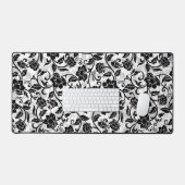 Schwarz-Grau-wirbelnde Blume Schreibtischunterlage (Tastatur & Maus)