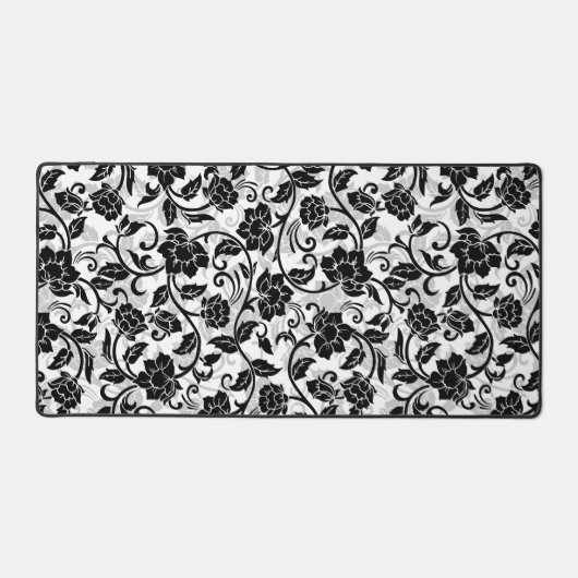 Schwarz-Grau-wirbelnde Blume Schreibtischunterlage (Vorderseite)