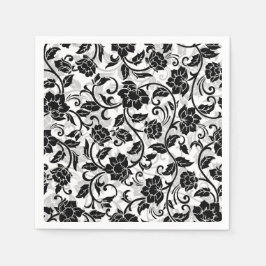 Schwarz-Grau-wirbelnde Blume Serviette