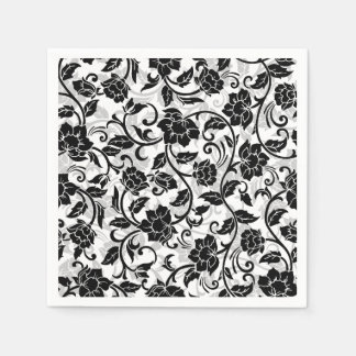 Schwarz-Grau-wirbelnde Blume Serviette