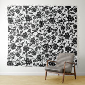 Schwarz-Grau-wirbelnde Blume Wandteppich (Beispiel (Horizontal))