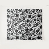 Schwarz-Grau-wirbelnde Blume Wandteppich (Vorderseite (Horizontal))