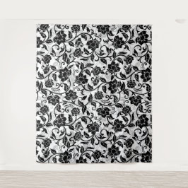 Schwarz-Grau-wirbelnde Blume Wandteppich