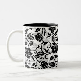 Schwarz-Grau-wirbelnde Blume Zweifarbige Tasse