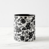 Schwarz-Grau-wirbelnde Blume Zweifarbige Tasse (Mittel)