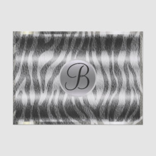 Schwarz-Grau Zebra Print Monogram Letter Initial Seidenpapier