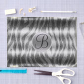 Schwarz-Grau Zebra Print Monogram Letter Initial Seidenpapier (Handwerk)