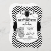 Schwarz-Grau-Zickzack-Baby-Dusche Einladung (Vorne/Hinten)