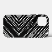 Schwarz-Grau-Zickzack Strichcode Streifen Personal Case-Mate iPhone Hülle (Rückseite (Horizontal))