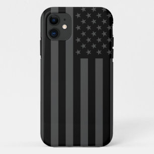 Schwarz-Graue amerikanische Flagge verblasst iPhone 11 Hülle