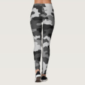 Schwarz, graue Army Tarnung, grafisches Design, 01 Leggings (Rückseite)