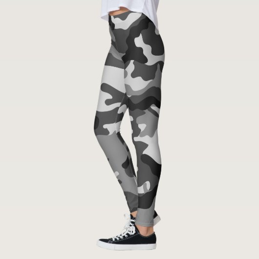 Schwarz, graue Army Tarnung, grafisches Design, 01 Leggings (Links)
