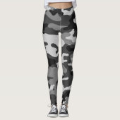 Schwarz, graue Army Tarnung, grafisches Design, 01 Leggings (Vorderseite)