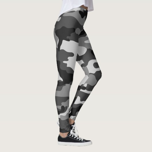 Schwarz, graue Army Tarnung, grafisches Design, 01 Leggings (Rechts)