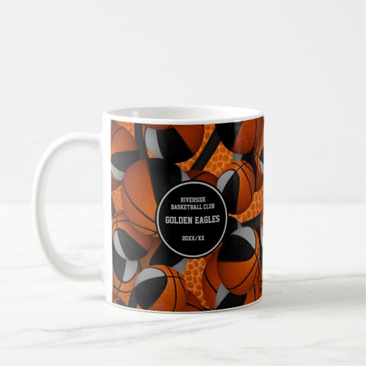 schwarz-graue Basketball-Mannschaftsfarben Trainer Kaffeetasse (Links)