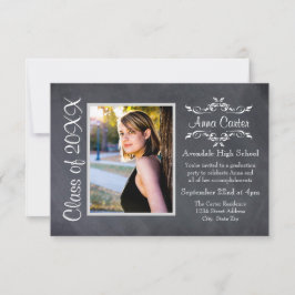 Schwarz/Graue Chalkboard -3x5 Abschluss Ankündigun Einladung