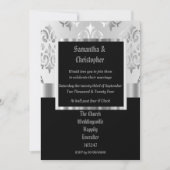 Schwarz-Graue Damast Hochzeitsreise Foto Einladung (Vorderseite)