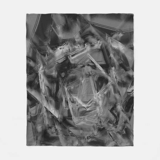 Schwarz-graue Farbquadrate, 'falsche Pinselstriche Fleecedecke (Vorderseite)