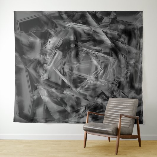 Schwarz-graue Farbquadrate, 'falsche Pinselstriche Wandteppich (Beispiel (Horizontal))