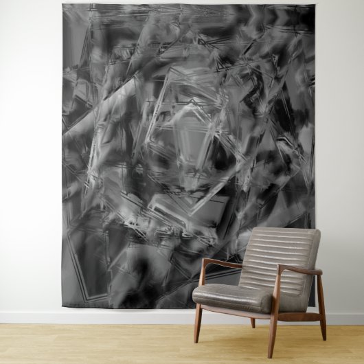 Schwarz-graue Farbquadrate, 'falsche Pinselstriche Wandteppich (Beispiel)