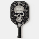 Schwarz-Graue Gothic-Skulptur-Monogramm Pickleball Schläger (Rückseite)