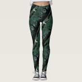 Schwarz-Graue Halloween-Friedhofslandschaft Leggings (Vorderseite)
